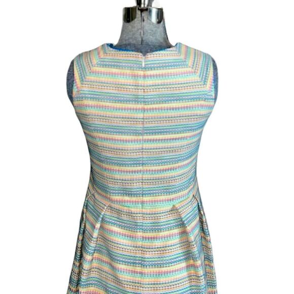 Shoshanna Prism Neon Pleated Fit and Flared Retro Dress - Picture 7 of 15